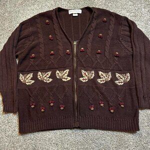Vintage Cottage‎ Core Knitted Zip cardigan sweater
